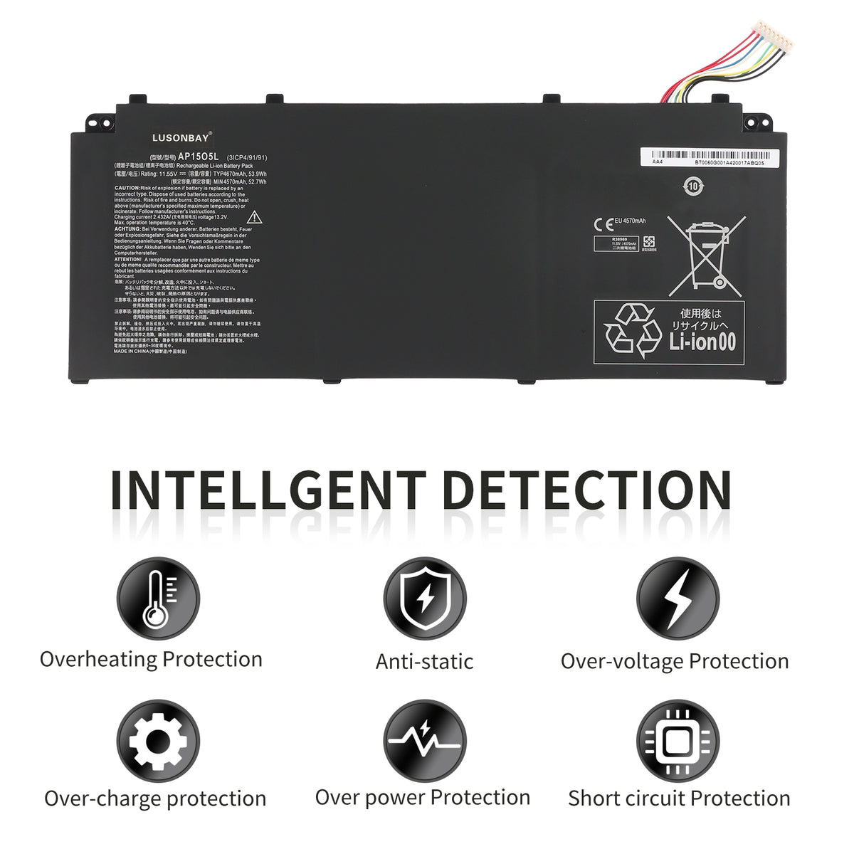LUSONBAY AP15O5L Laptop Battery For Acer Swift 5 SF515-51T Series 53.9WH 11.55V - Intellgent Detection