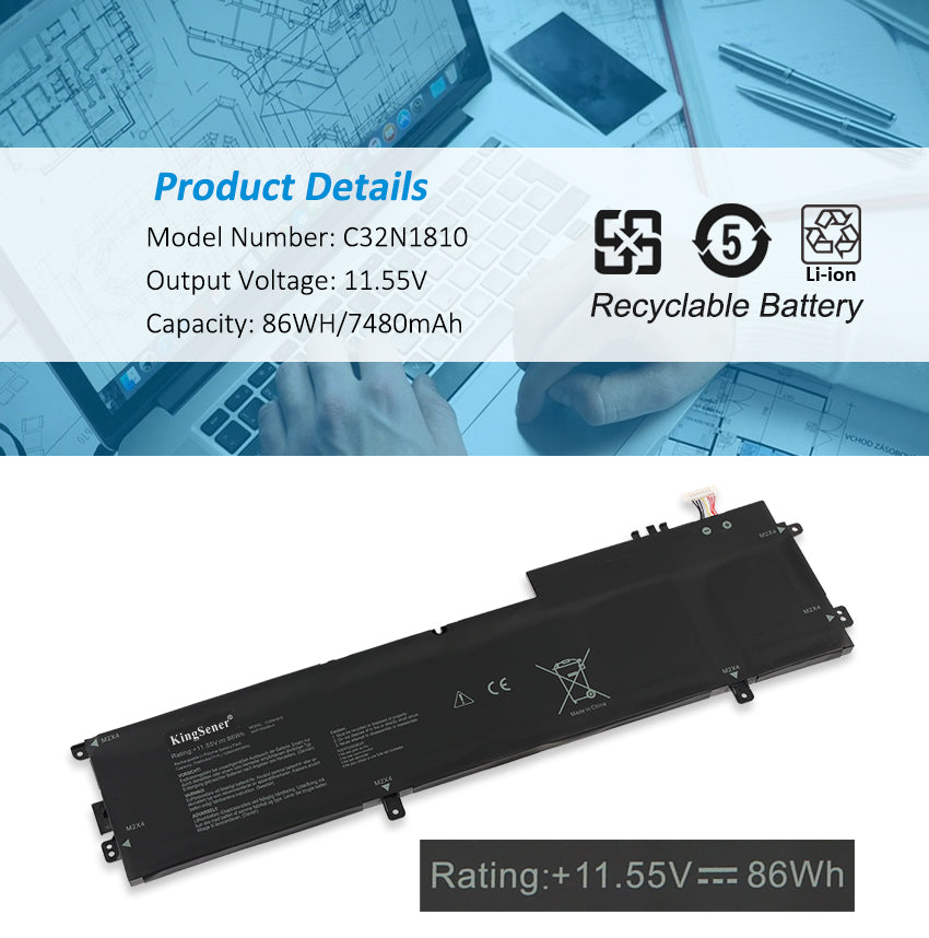 C32N1810 Laptop Battery For ASUS ZenBook Flip 15 UX562FN UX562FD Series Notebook 0B200-03070100 | KingSener