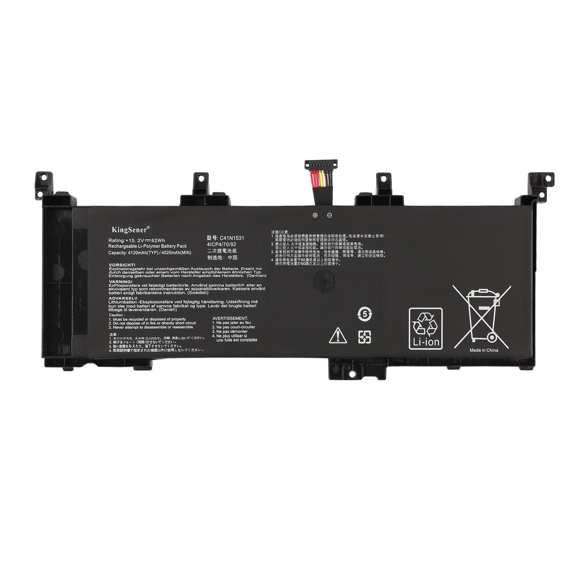 C41N1531 replacement laptop battery 15.2V 62Wh 4120mAh Li-Polymer 4-cell for ASUS