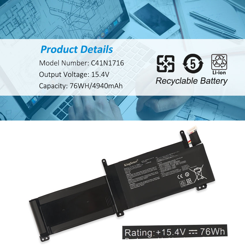Asus ROG Strix GL703GM GL703GS Battery C41N1716 15.4V 76Wh