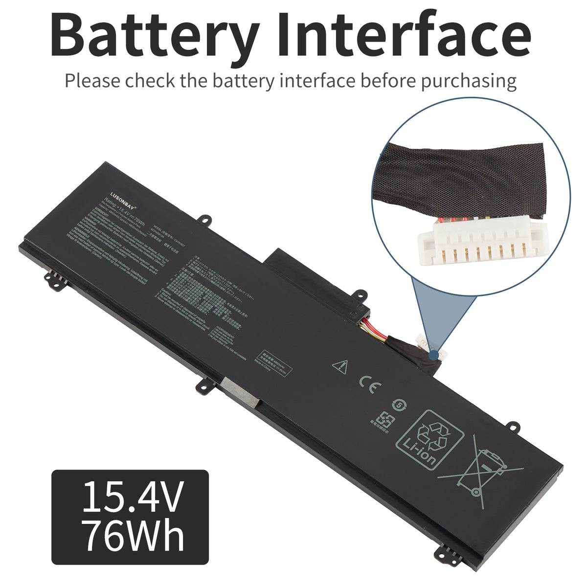LUSONBAY C41N1837 Laptop Battery For Asus TUF Dash F15 FX516PR FX516PR-AZ019T FX516PE - Battery Interface