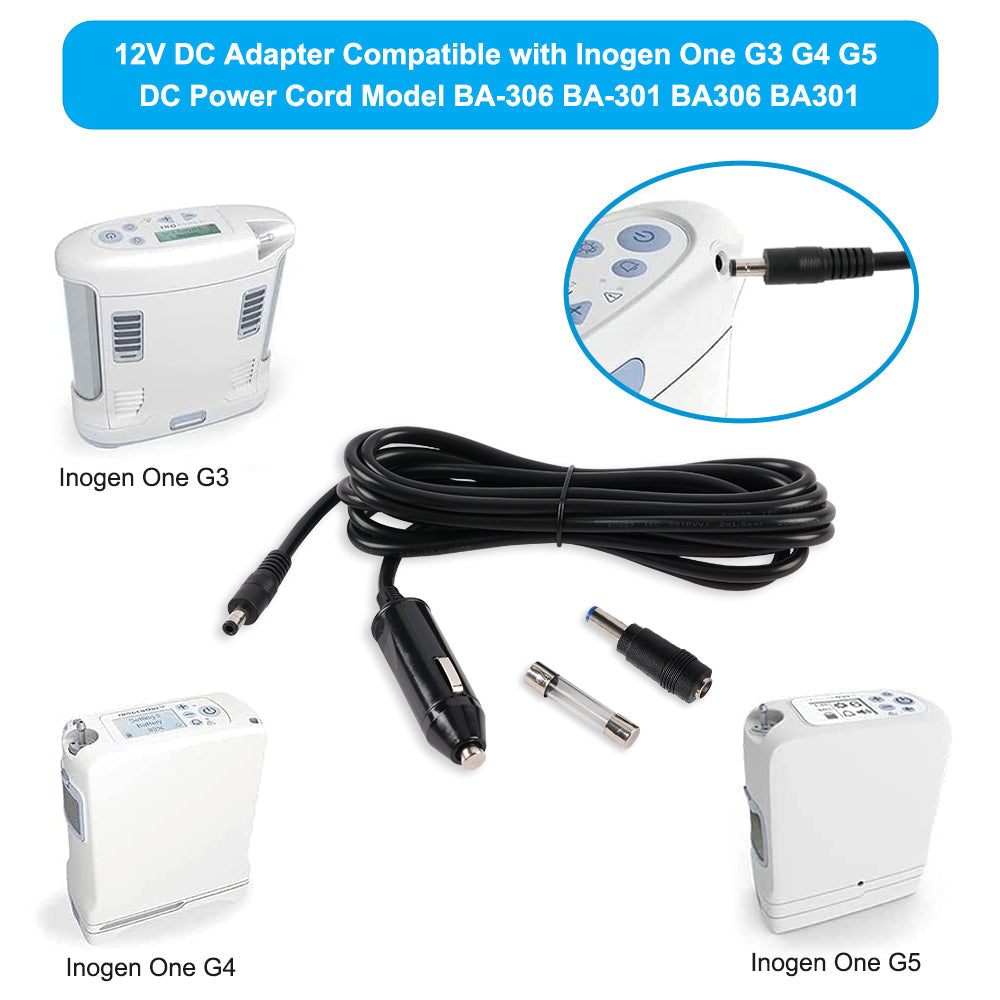 BA-306 DC Power Cord for Inogen One G3 G4 G5 Portable Oxygen Concentrator