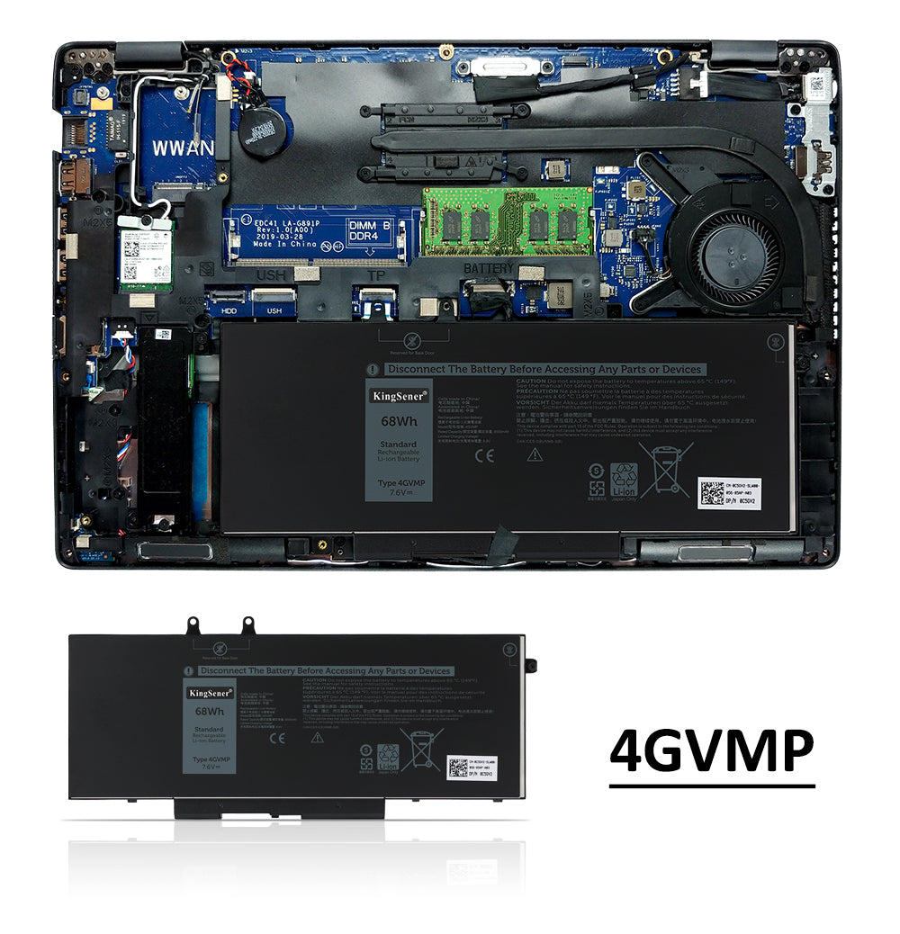 4GVMP Replacement Battery for Dell Latitude 5400 5500 Precision 3540 — 7.6V 68Wh