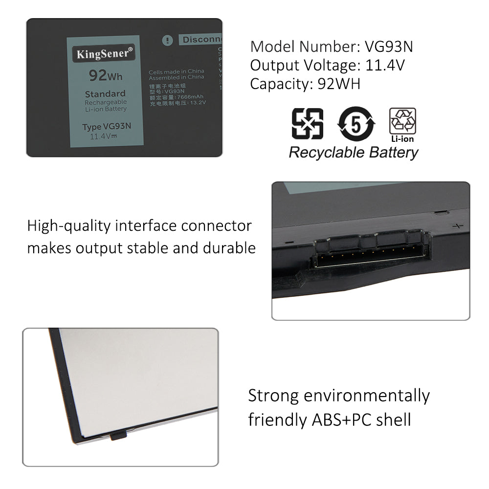 VG93N Battery for Dell Latitude 5480 5490 92Wh M.2