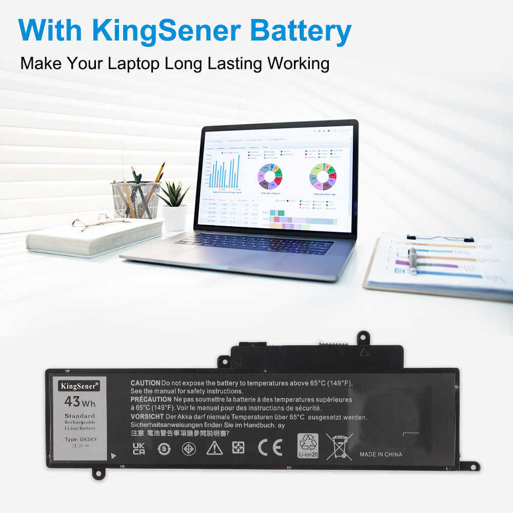 DELL laptop powered by KingSener GK5KY replacement battery 11.1V 43Wh for long-lasting working