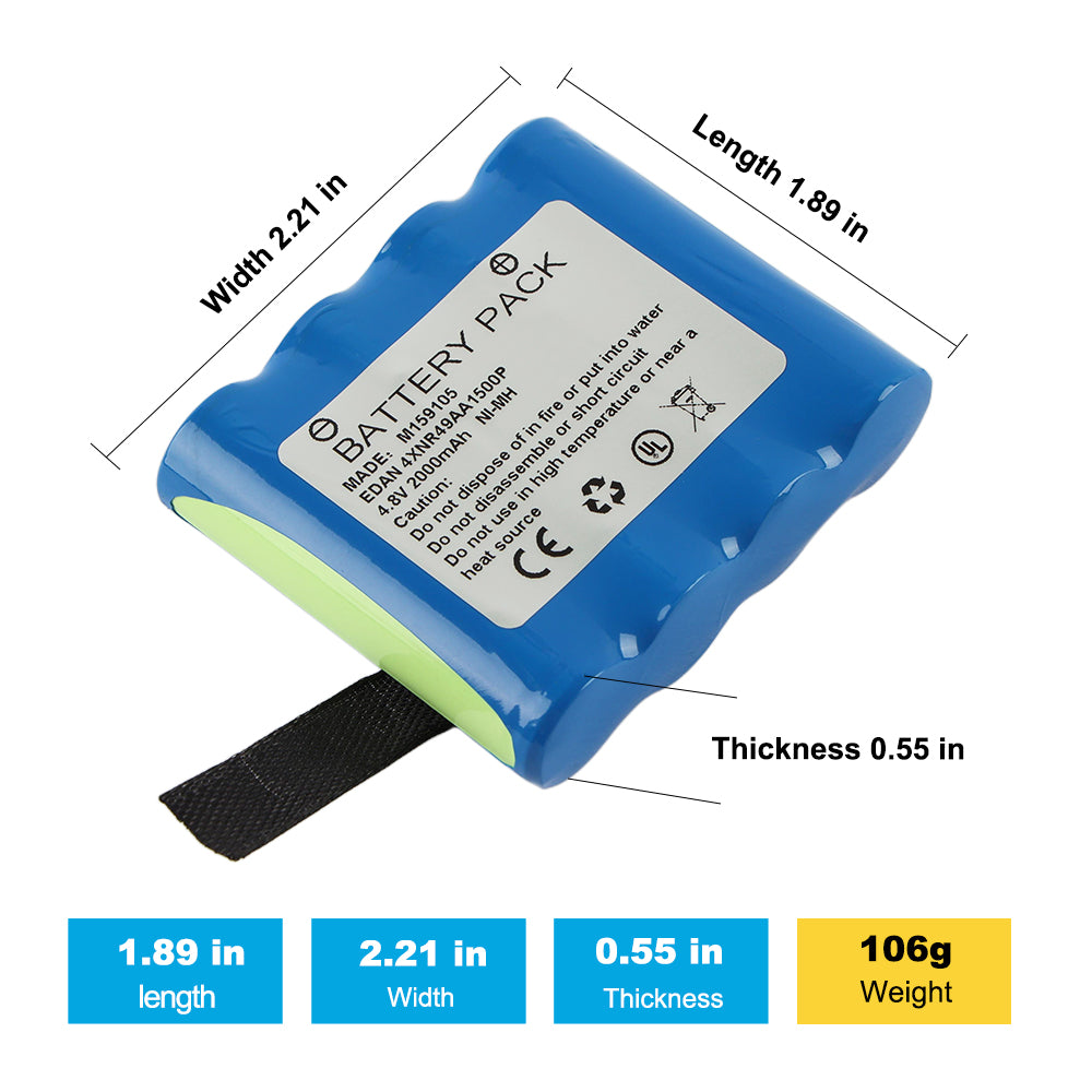 Edan-M159105-4.8V-9.6Wh-Medical-Battery