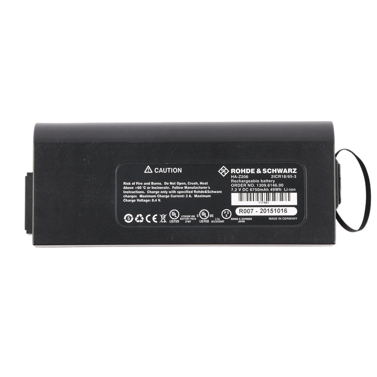 HA-Z206 Replacement Battery For Rohde & Schwarz FSH13 FSH20 FSH4 FSH8 - Front View on White