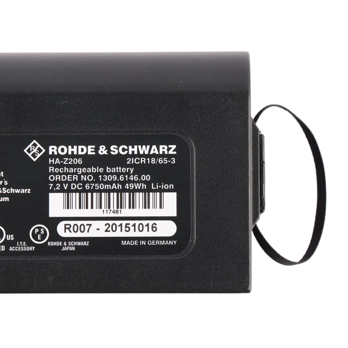 HA-Z206 Replacement Battery For Rohde & Schwarz FSH13 FSH20 FSH4 FSH8 - Front View on White