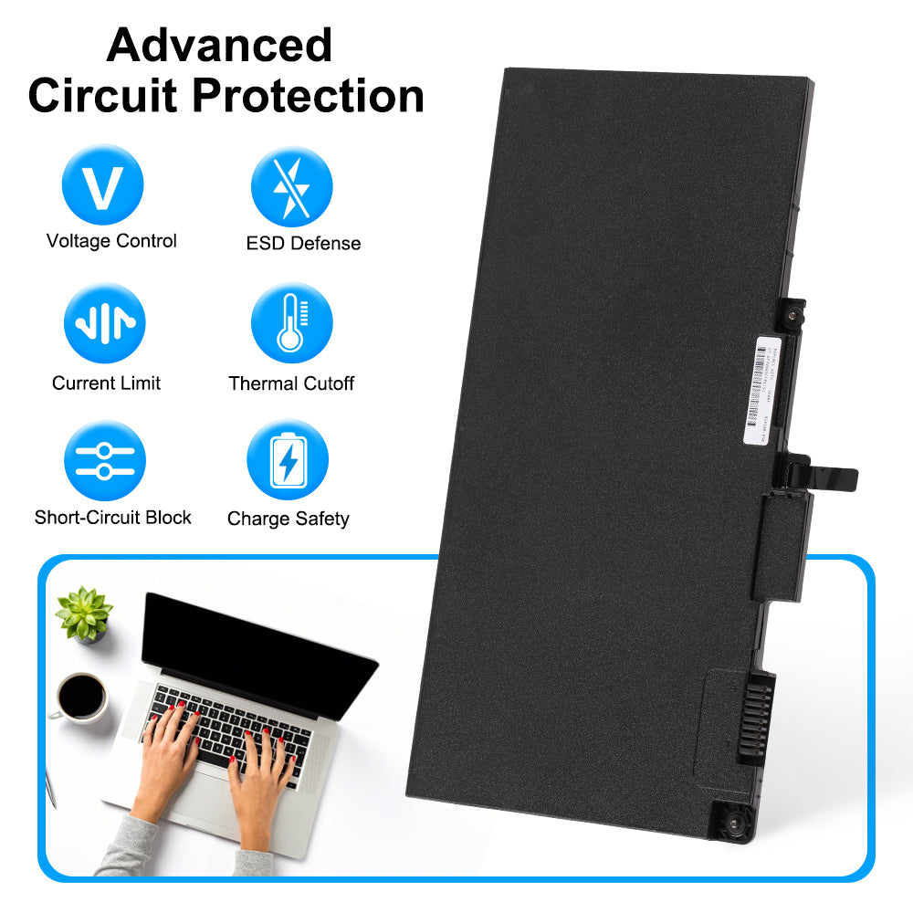 TA03XL battery with advanced circuit protection: voltage ESD current thermal short-circuit charge safety for HP EliteBook ZBook 14u ultrabook