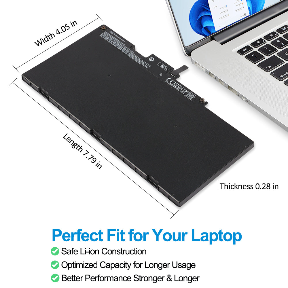 TA03XL battery perfect fit with dimensions 7.79in 4.05in 0.28in, safe Li-ion optimized capacity for HP EliteBook 830 G5 ZBook 14u replacement