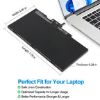 TA03XL battery perfect fit with dimensions 7.79in 4.05in 0.28in, safe Li-ion optimized capacity for HP EliteBook 830 G5 ZBook 14u replacement