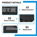 TA03XL product details: 11.55V 51Wh 4420mAh parameters, slide-rail interface, HSTNN-IB7L model, TPN-Q173 TPC-L003 PM02XL compatible for HP EliteBook