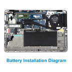 TA03XL 51Wh battery installed in HP EliteBook 830 G5 ultrabook internal view with cooling fan and M.2 SSD, perfectly matching notebook chassis