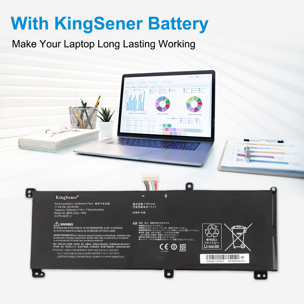 Hasee SQU-1609 replacement Li-ion laptop battery 11.49V 82.49Wh 7560mAh for long lasting working performance
