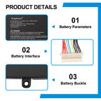 Hasee SQU-1609 replacement Li-ion laptop battery 11.49V 82.49Wh specs 14-pin interface with metal buckle