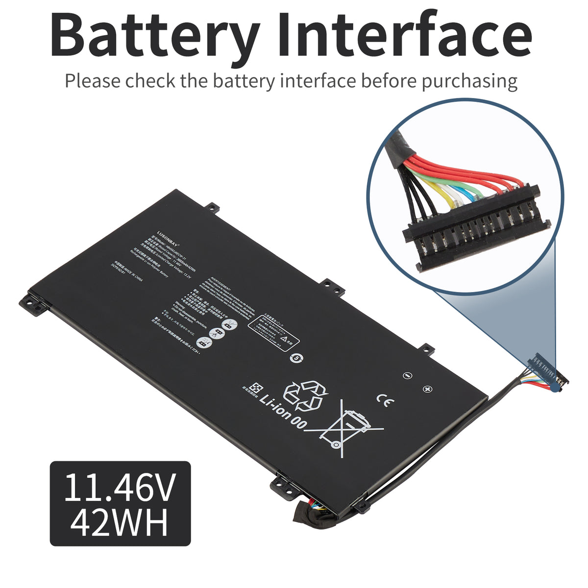 Huawei-HB4593J6ECW-31-11.46V-42WH-Laptop-Battery-LUSONBAY