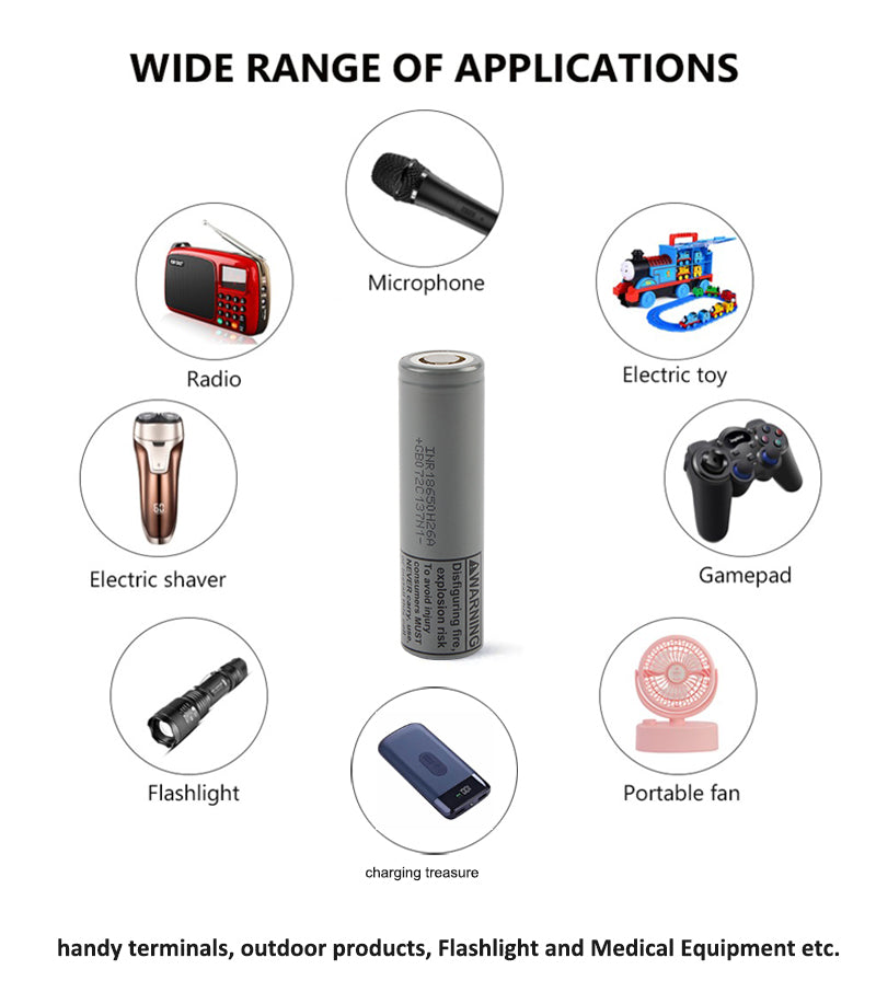 INR18650H26A 2500mAh 3.6V Li-ion Rechargeable Battery Cell 22A High Drain