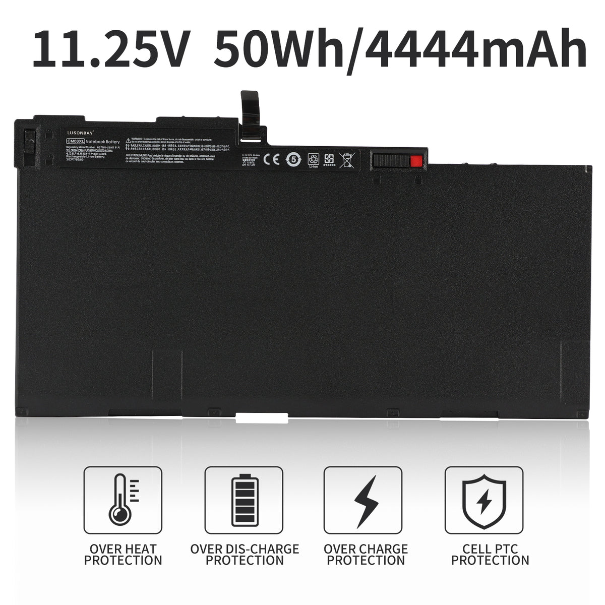 LUSONBAY CM03XL Battery For HP EliteBook 840 G1 G2 745 850 G1 G2 HSTNN-IB4R - 11.25V 50Wh/4444mAh