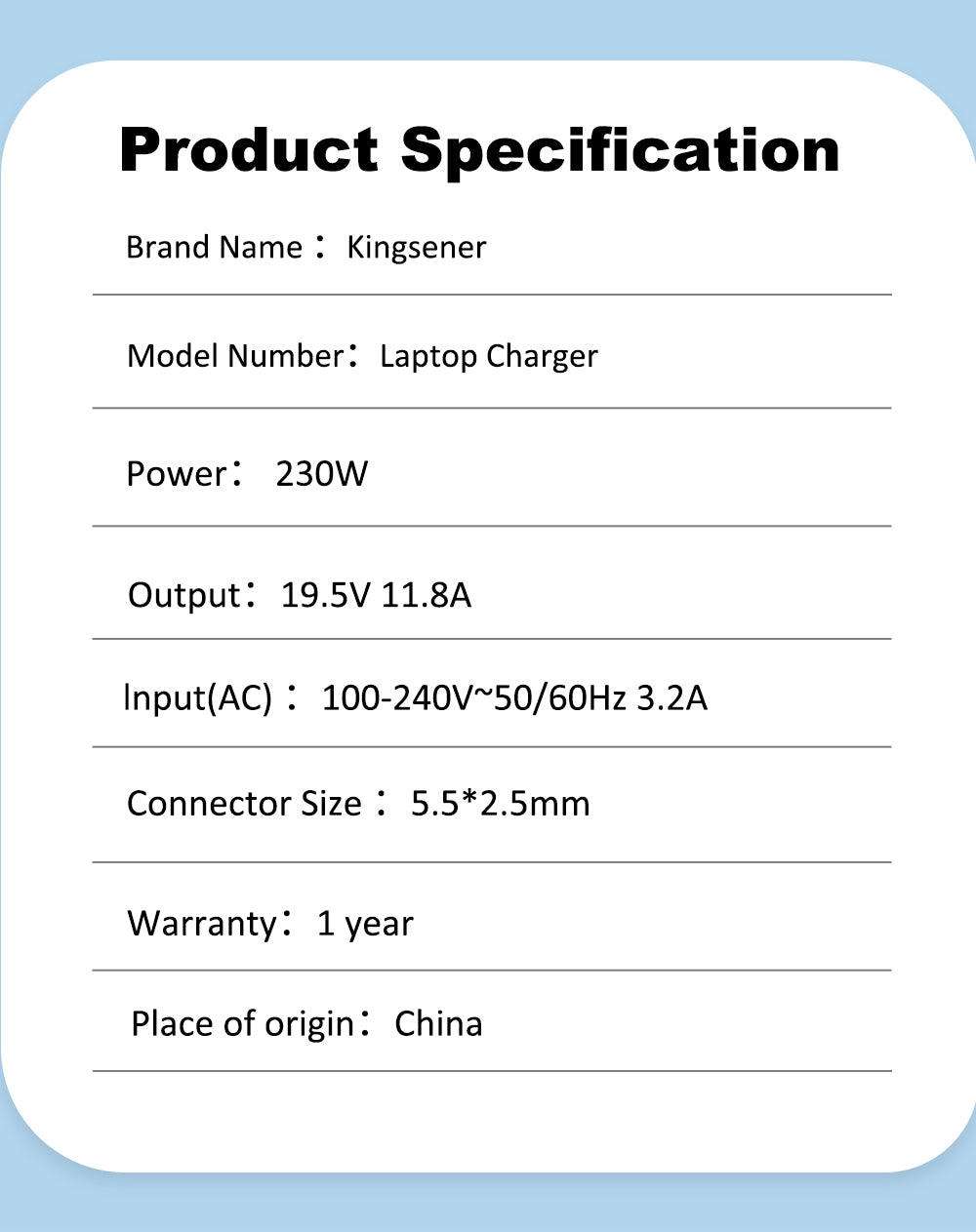 19.5V 11.8A 230W AC Adapter Laptop Charger for MSI GS66 GS76 GS75 GS65