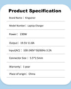 19.5V 11.8A 230W AC Adapter Laptop Charger for MSI GS66 GS76 GS75 GS65