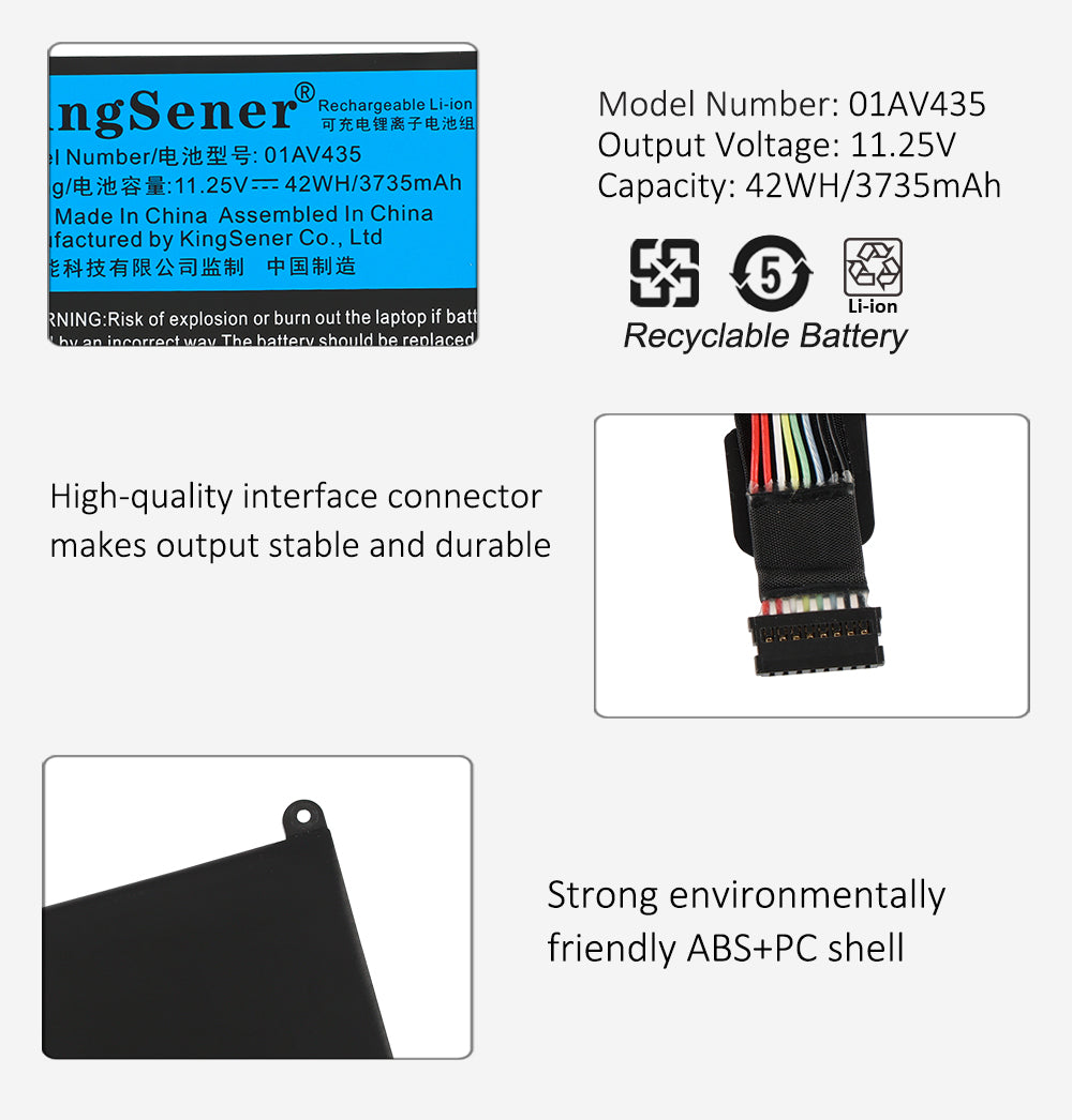 01AV435 Replacement Laptop Battery for Lenovo, , perspective view of the battery casing and mounting tabs.