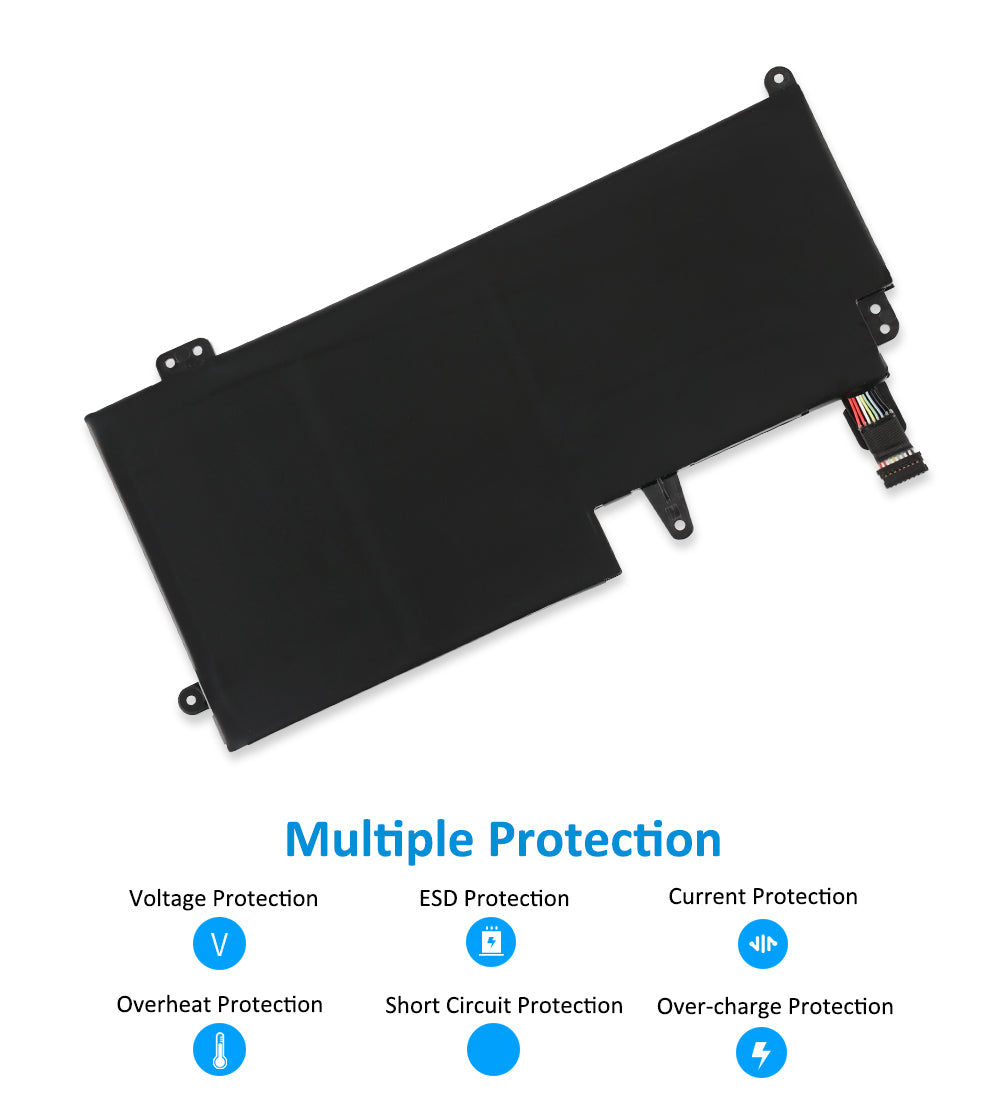 01AV435 Replacement Laptop Battery for Lenovo, , top view of the battery showing screw holes and safety labels.