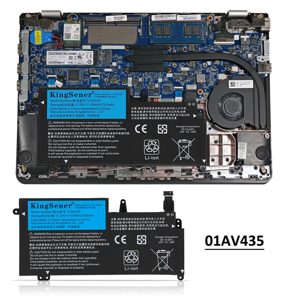 01AV435 Replacement Laptop Battery for Lenovo, , perspective view of the battery casing and mounting tabs.