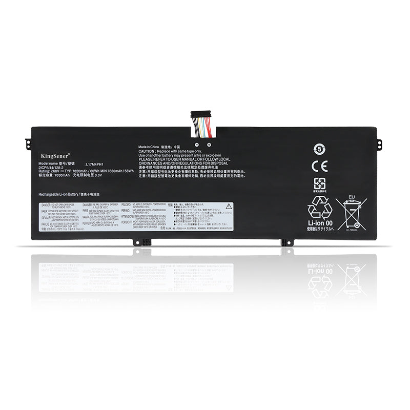 L17C4PH1 Replacement Laptop Battery for Lenovo Yoga, 7.68V 60Wh 7820mAh, Flat black battery with ribbon connector.