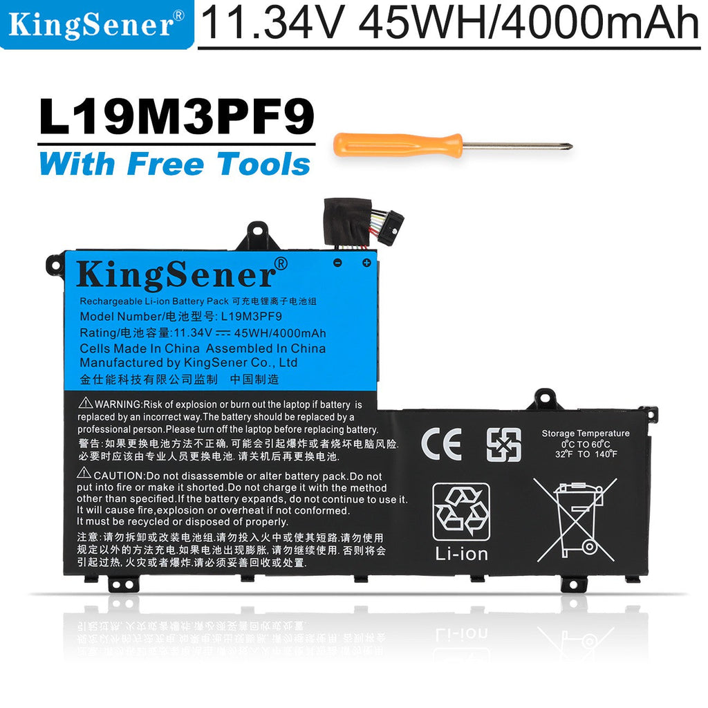 L19M3PF9 Laptop Battery for Lenovo ThinkBook, 11.34V 45Wh, showing internal unit and white labels