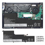 L19M4PF4 Replacement Laptop Battery for Lenovo, 15.36V, perspective view of the battery casing and mounting tabs.