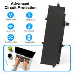 L20M4P73 Replacement Laptop Battery for Lenovo, 7Wh, rear view showing the smooth surface and structural design.