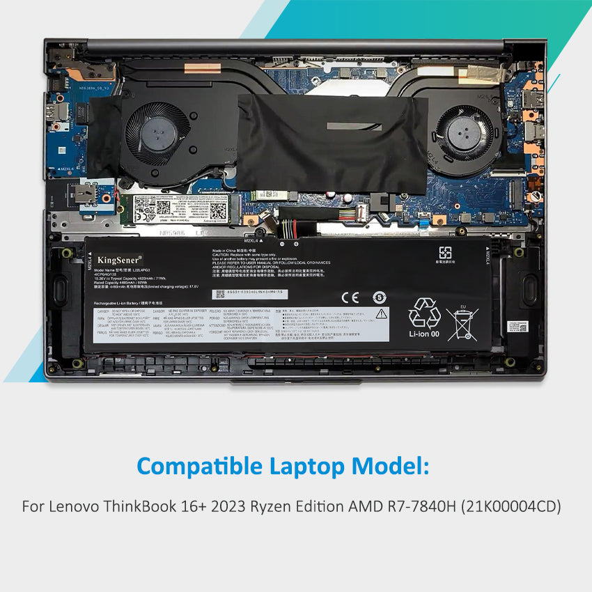 L22L4PG3 Replacement Battery for Lenovo, 15.36V 71Wh, close up of the multi pin interface and internal circuit