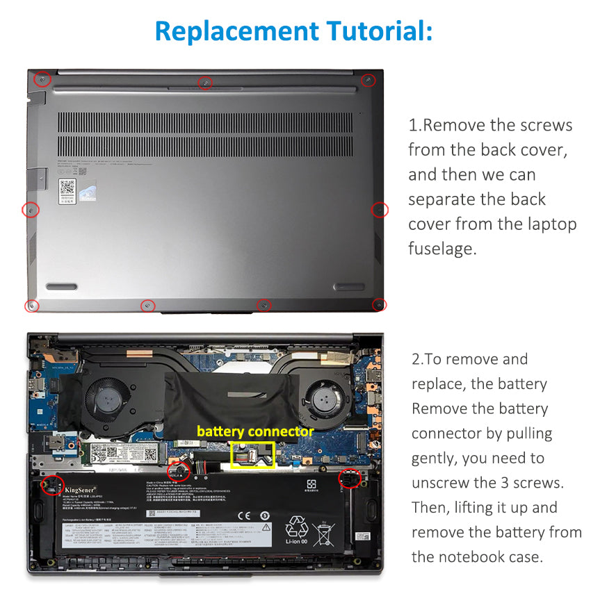 L22L4PG3 Replacement Battery for Lenovo, 15.36V 71Wh, perspective view of the high capacity black battery pack