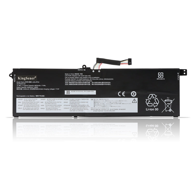 L22B4PG3 Replacement Battery for Lenovo, 15.36V 71Wh, front view of the battery with detailed specification label