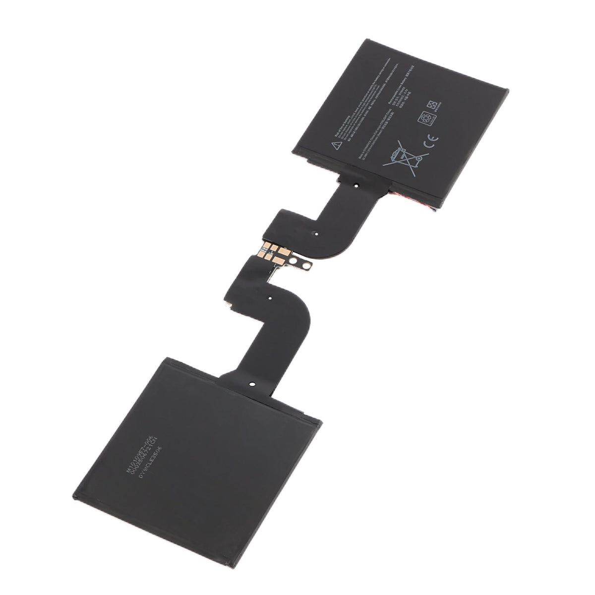 DYNH02 battery front and back view with flex cable connector on white background