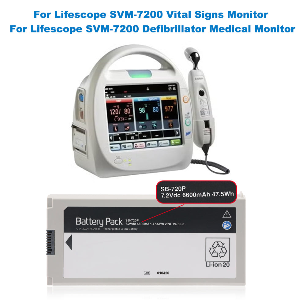 SB-720P Rechargeable Li-ion Battery For Lifescope SVM-7200 Vital Signs Monito
