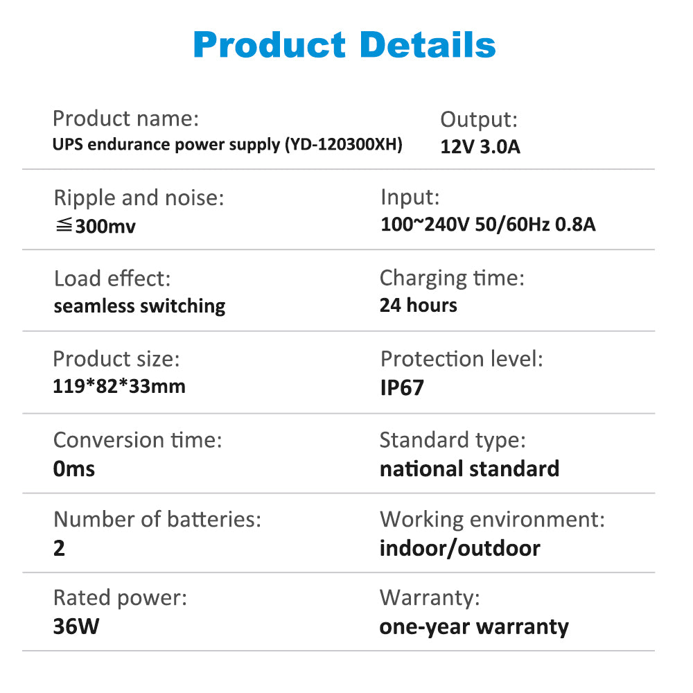 YD-120300XH-12V-3.0A