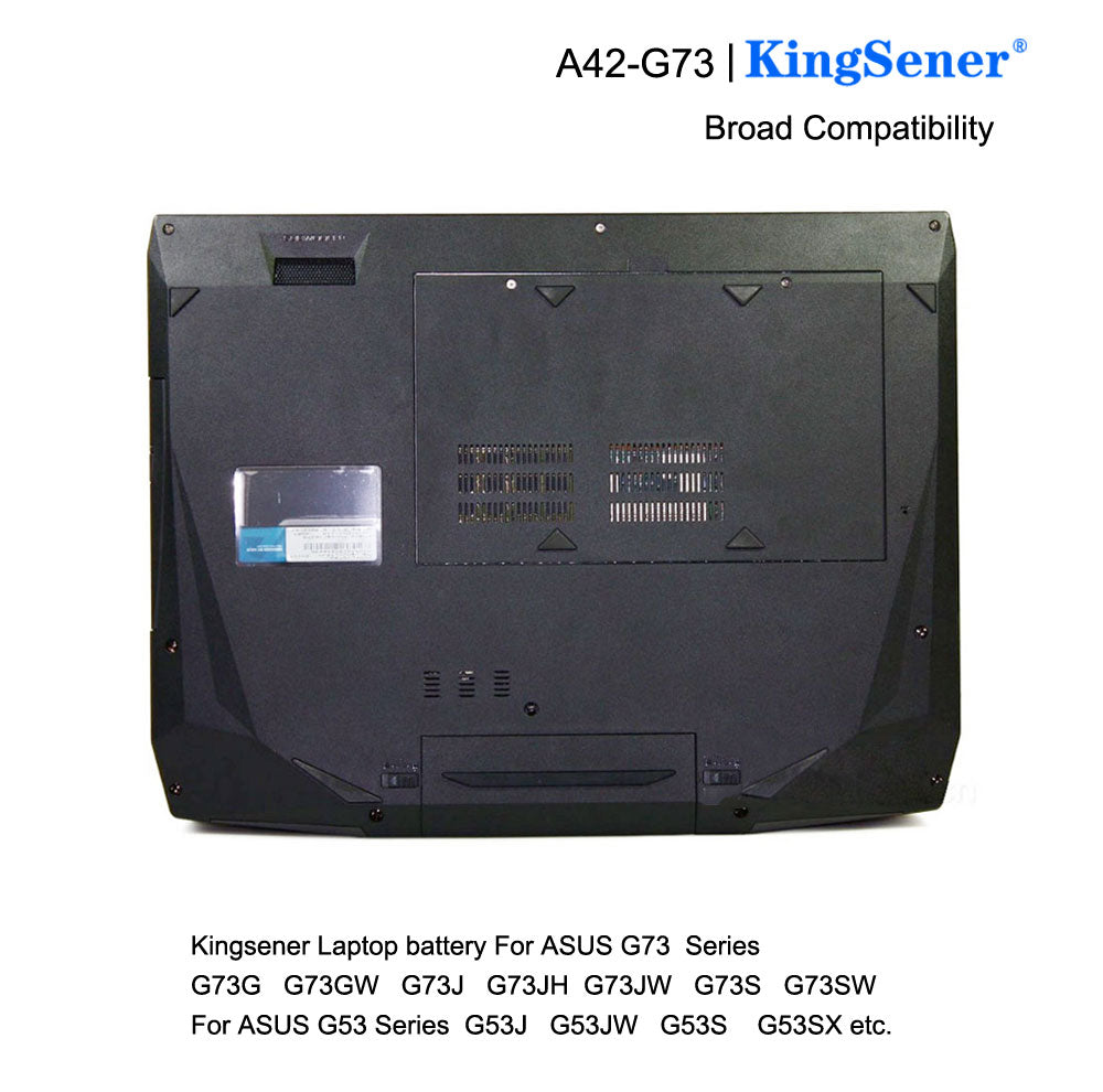 A42-G73 Laptop Battery for ASUS G73, 14.4V 5200mAh, side profile showing the matte black finish.