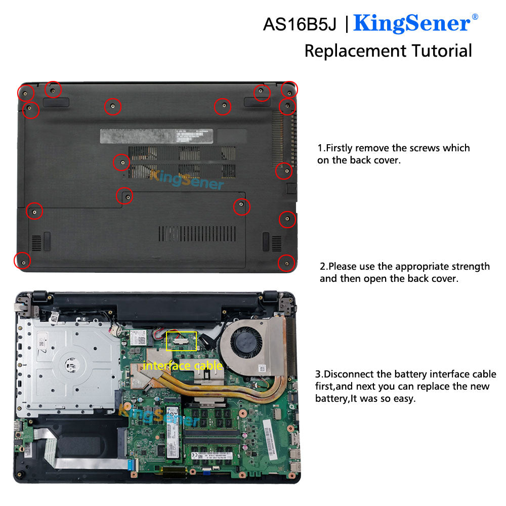 AS16B5J AS16B8J Battery for Acer Aspire E5-575G-53VG — 10.95V 5600mAh 61.3Wh