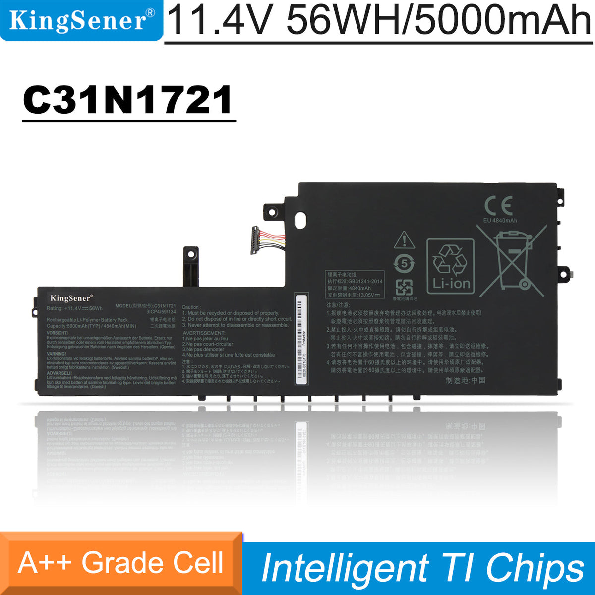    ASUS-56WH-5000mAh-C31N1721-Laptop-Battery