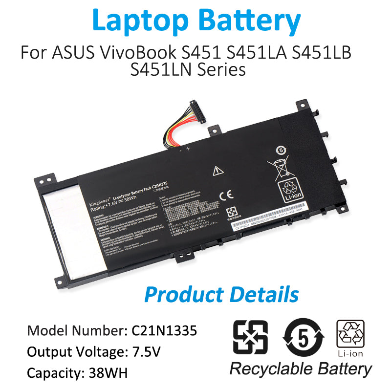 C21N1335 Battery for ASUS VivoBook S14 S451 S451LA S451LN — 7.6V 38Wh