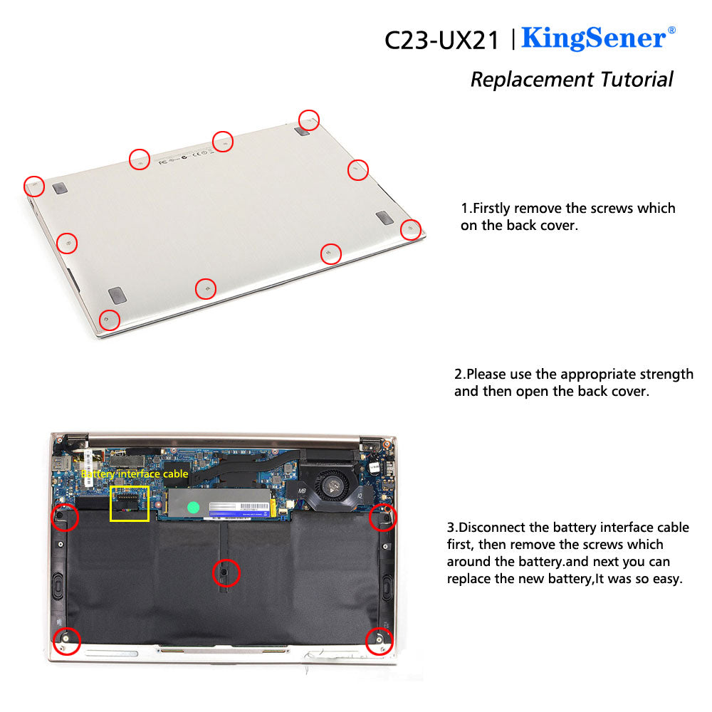 C23-UX21 Battery for ASUS ZenBook UX21 UX21A UX21E — 7.4V 35Wh