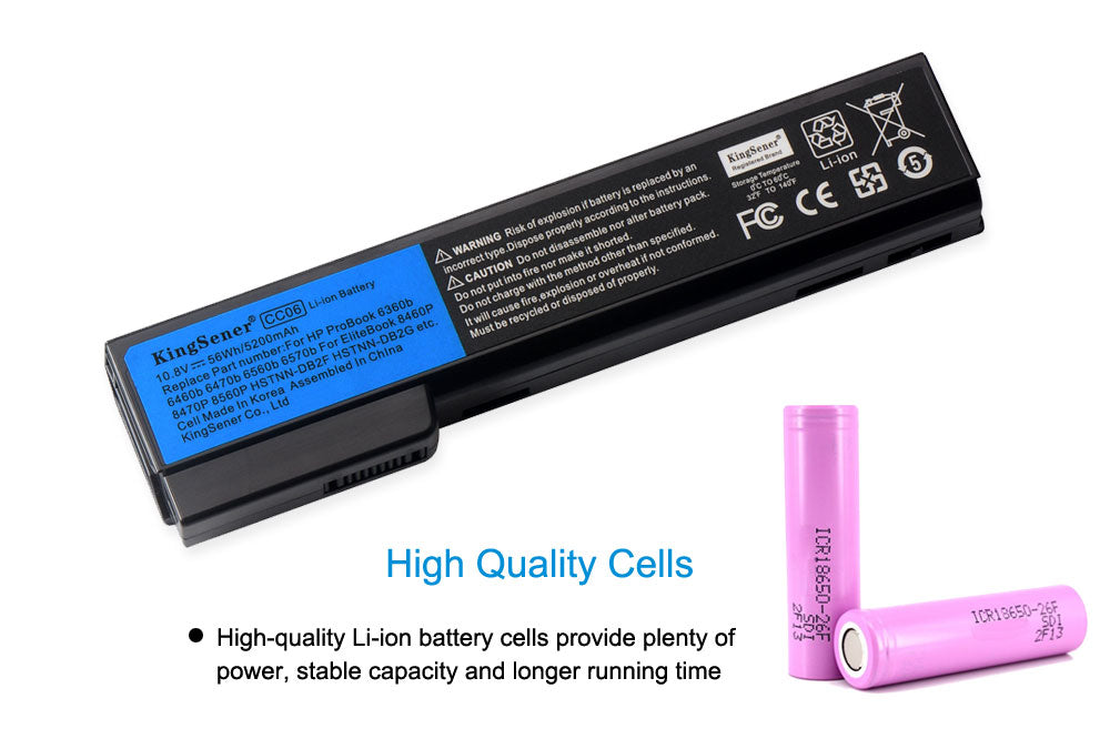 CC06 CC06XL Replacement Battery for HP EliteBook 8460p 8570p ProBook 6460b 6560b — 10.8V 56Wh
