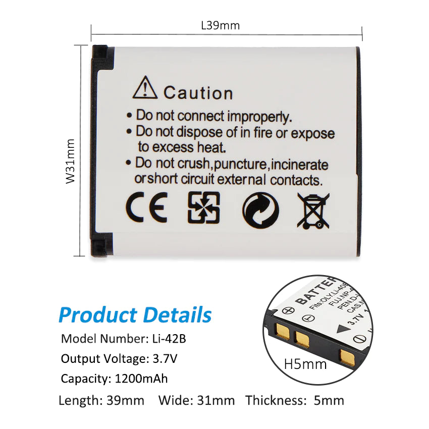Camera-Battery-Li-42B-1200mAh