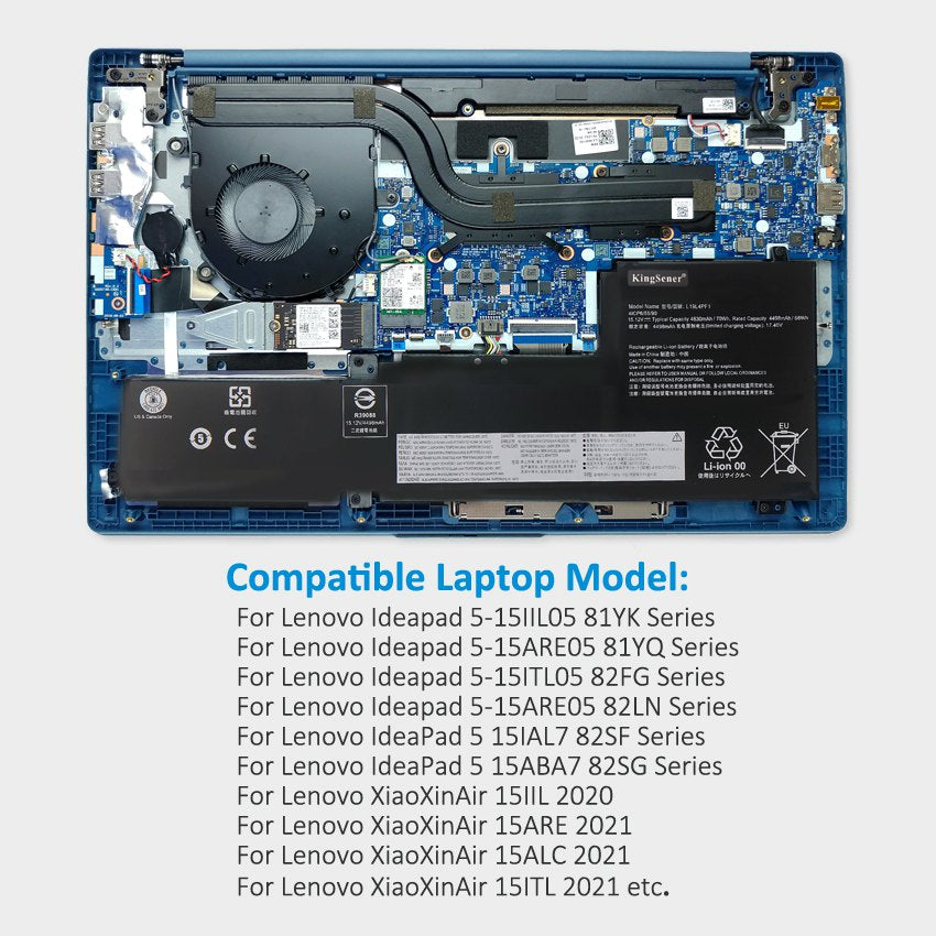 L19C4PF1 Laptop Battery for Lenovo, 15.2V 70Wh, side profile showing the flat and slim form factor