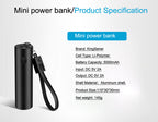 5000mAh Mini Power Bank with Flashlight — 5V 2A Li-Polymer for iPhone Samsung Xiaomi