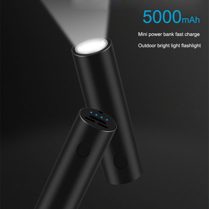 5000mAh Mini Power Bank with Flashlight — 5V 2A Li-Polymer for iPhone Samsung Xiaomi