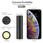 5000mAh Mini Power Bank with Flashlight — 5V 2A Li-Polymer for iPhone Samsung Xiaomi