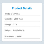 Drone Battery LBP-HS1 LBP-HM1 For Sony Airpeak S1 Drone 2518mAh/93WH 37V